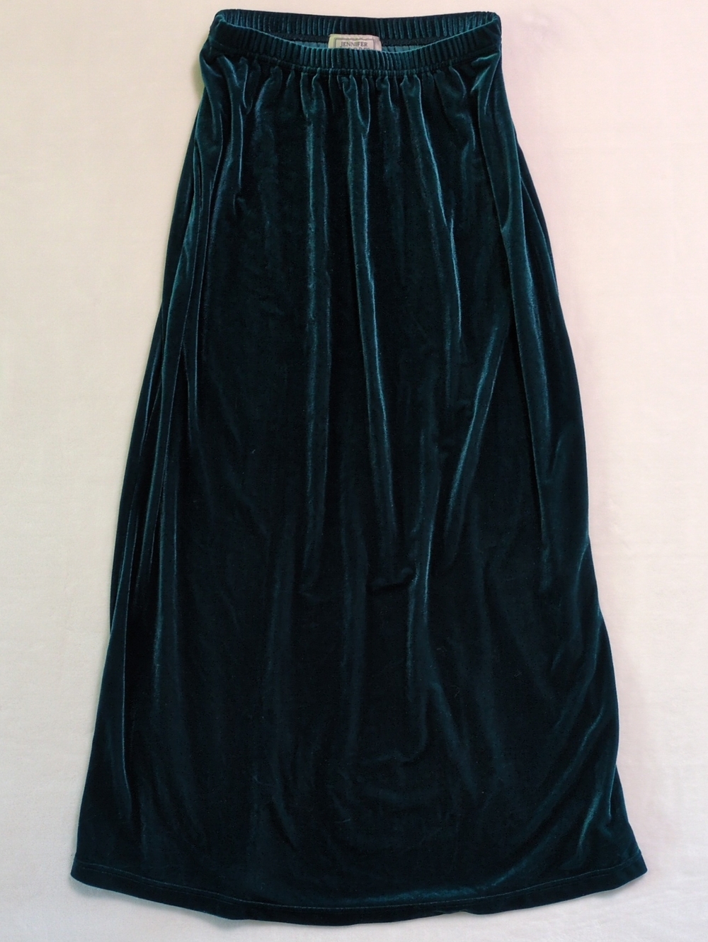 Vintage 90s Jennifer Moore Teal Velvet Maxi Skirt Size M Whimsigoth Grunge